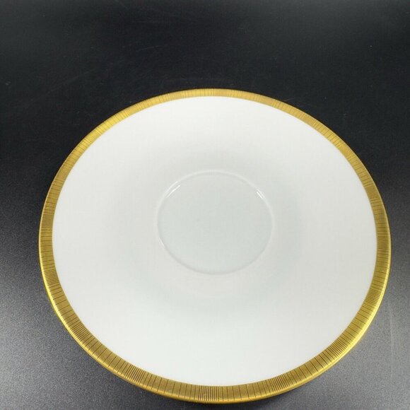 Rosenthal Germany White Gold Band Black Lines Double Handle Cup Saucer Set - Picture 10 of 16